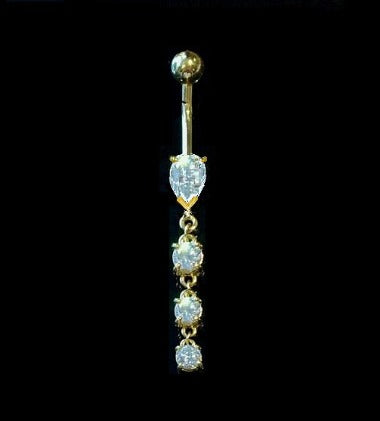 Four Stone Graduated Pear Lab Diamond Belly Ring 1.10 Carats - E/VS1