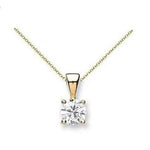 18K Yellow Gold Claw Set Diamond Pendant & Neck Chain 0.50 carat G/Si1 - Pobjoy Diamonds