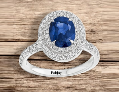 950 Platinum Blue Sapphire & Double Diamond Halo Ring - 2.90 Carats - Pobjoy Diamonds