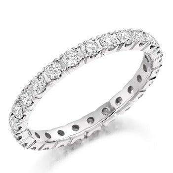 Claw Set Round Brilliant Cut Diamond Full Eternity Ring 1.00 Carat - Pobjoy Diamonds