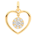 9K Gold 0.30 Carat Diamond Heart Silhouette Pendant