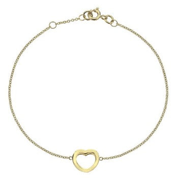 9K Gold Rounded Heart Adjustable Bracelet