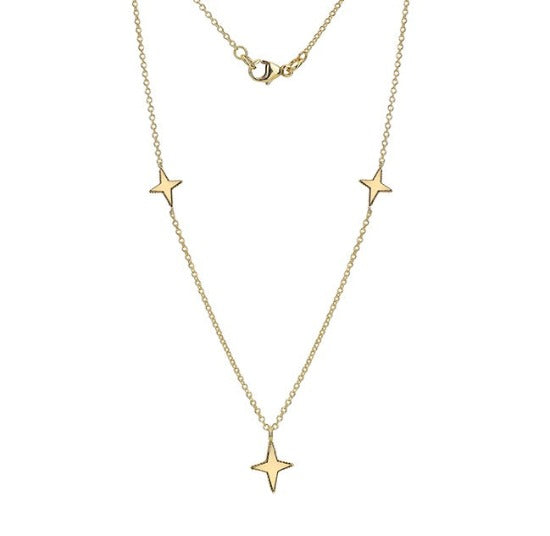 9K Yellow Gold Three Star Ladies Necklace