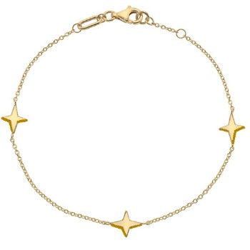 9K Yellow Gold Three Star Bracelet