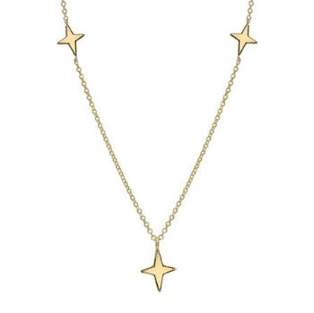 9K Yellow Gold Three Star Ladies Necklace