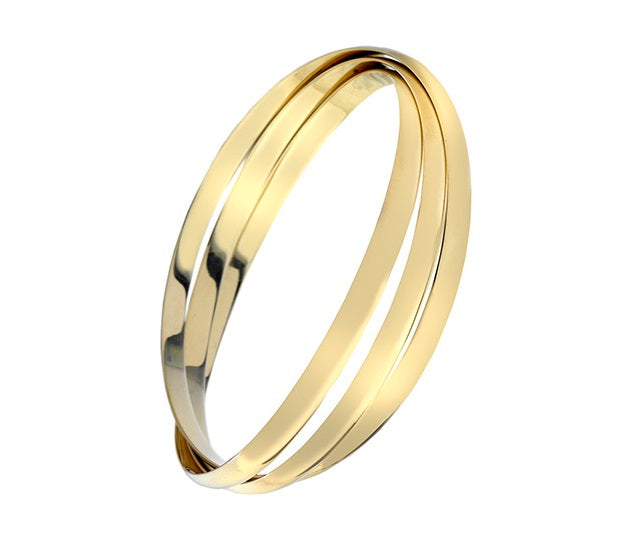 Ladies 9K Yellow Gold D-Shape Russian Bangle