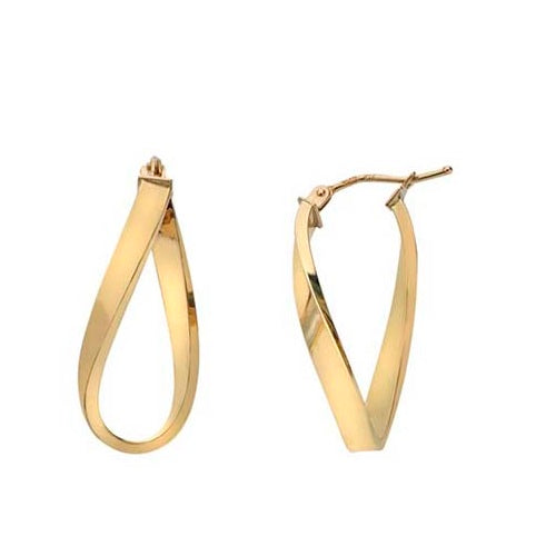 9K Yellow Gold Fluid Hoop Earrings