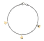 9K White & Yellow Gold Heart Charm Bracelet