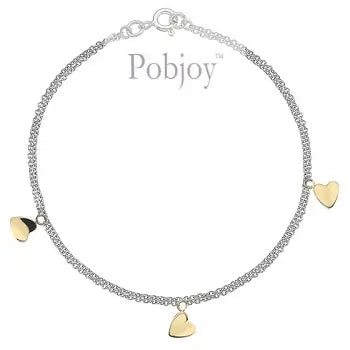 9K White & Yellow Gold Heart Charm Bracelet