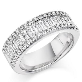 Channel Set Baguette & Round Cut Diamond Half Eternity 2.00 Carat