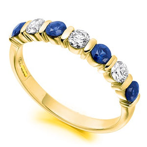 Blue Sapphire & Diamond Half Eternity Ring 0.82 Carats