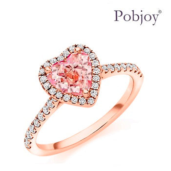 Vivid Pink Heart Diamond Halo Ring VS1 - Pobjoy Diamonds