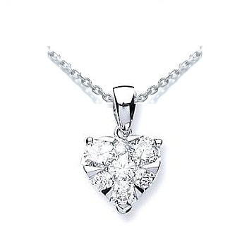 18K White Gold Heart Diamond Necklace & Pendant