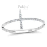 Hinged 18K White Gold Cross Pave Diamond Bangle - Pobjoy Diamonds