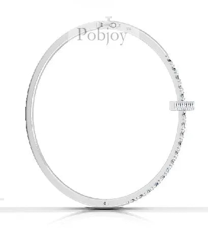 Hinged 18K White Gold Cross Pave Diamond Bangle - Pobjoy Diamonds