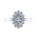 Oval Diamond Halo Sunburst Ring