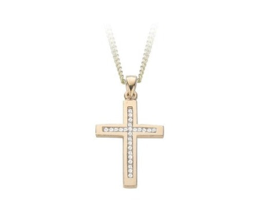 Yellow Gold Diamond Cross Pendant Necklace