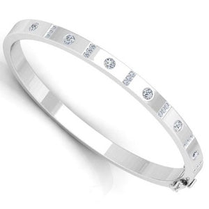 18K White Gold Diamond Studded Hinged Bangle 0.60 Carat