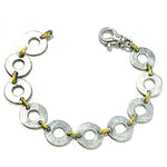 9K Yellow Gold & Silver Disc Link Bracelet