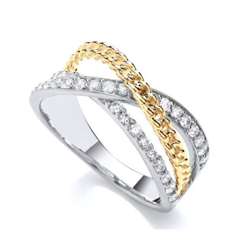 9K Gold Cross Over Diamond Cocktail Ring 0.50 Carat