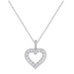 9K White Gold Heart Diamond Pendant Necklace