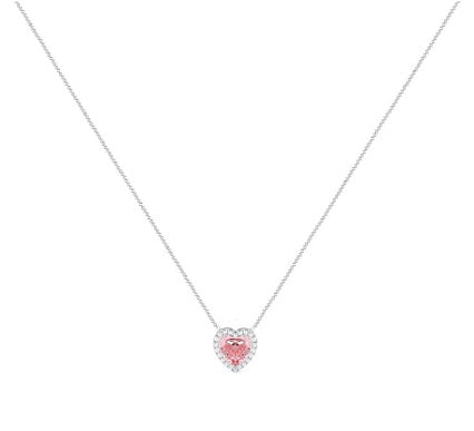 Lab Grown 1.10 Carat Vivid Pink Heart Diamond Necklace