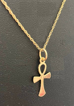 9K Yellow Gold Large Ankh Pendant & Chain - Pobjoy Diamonds