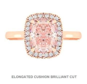 Cushion Cut Intense Pink Lab Grown Diamond Halo Ring