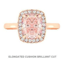 Load image into Gallery viewer, Cushion Cut Intense Pink Lab Grown Diamond Halo Ring