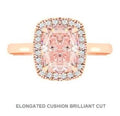 Cushion Cut Intense Pink Lab Grown Diamond Halo Ring