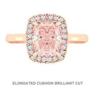 Cushion Cut Intense Pink Lab Grown Diamond Halo Ring