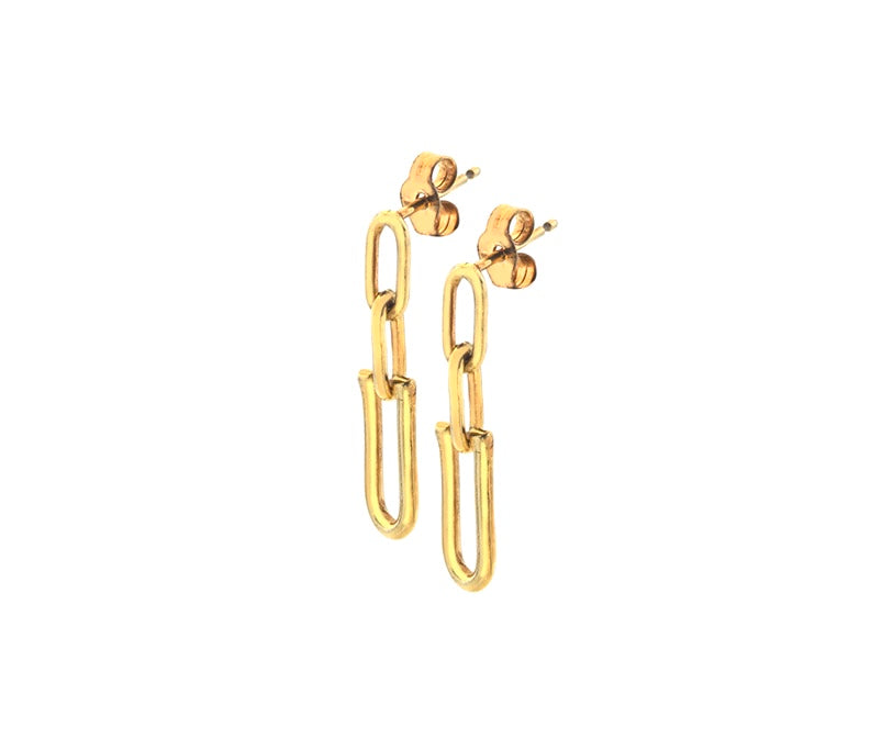 9K Yellow Gold U Link Drop Earrings