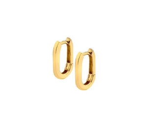 9K Yellow Gold Rectangular Huggie Earrings