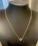 9K Yellow Gold Twin Rounded Heart Ladies Necklace