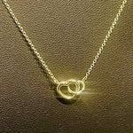 9K Yellow Gold Twin Rounded Heart Ladies Necklace