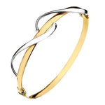 9K Two Colour Gold Hinged Wave Bangle-Pobjoy Diamonds