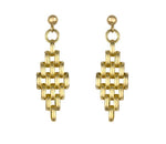 Seven Row 9K Yellow Gold Panther Drop Earrings - Pobjoy Diamonds