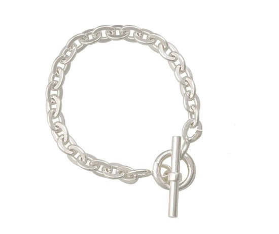 Sterling Silver Chunky Link Oval Toggle Bracelet