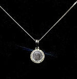 Salt & Pepper Round Diamond Halo Necklace 1.20 Carats