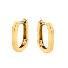 Load image into Gallery viewer, 9K Yellow Gold Rectangular Huggie Earrings