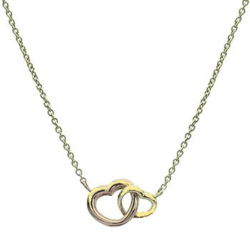 9K Yellow Gold Twin Rounded Heart Ladies Necklace