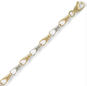 9K Yellow & White Gold Ladies Teardrop Bracelet