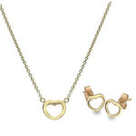 9K Gold Open Heart Pendant Neck Chain & Earrings Set