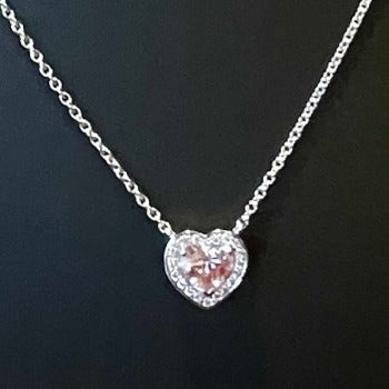 GIA Fancy Pink Heart Diamond Pendant Necklace - VS2