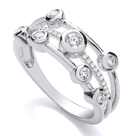 9K White Gold Diamond Bubble Ring 0.33 Carat 