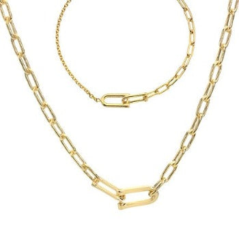 9K Yellow Gold U Link Pendant Necklace & Bracelet Set