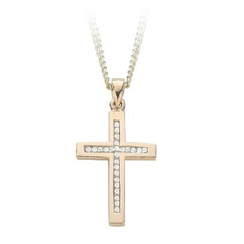 Yellow Gold Diamond Cross Pendant Necklace