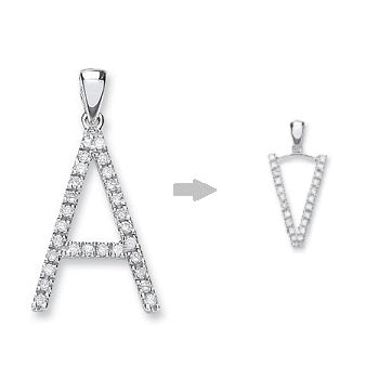 9K White Gold & Diamond Letter Pendant A-V 25mm Height - Pobjoy Diamonds