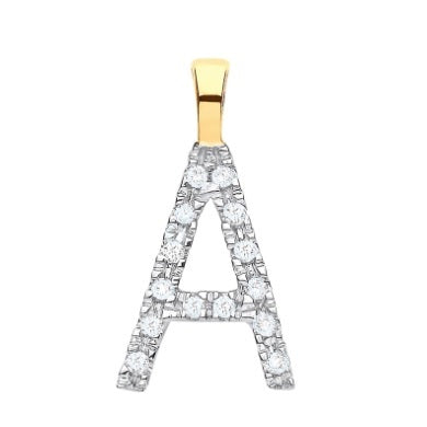 9K Gold & Diamond Letter Pendant Small - Options A To I - Pobjoy Diamonds