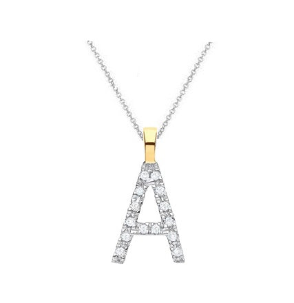 9K Gold & Diamond Letter Pendant Small - Options J To V - Pobjoy Diamonds